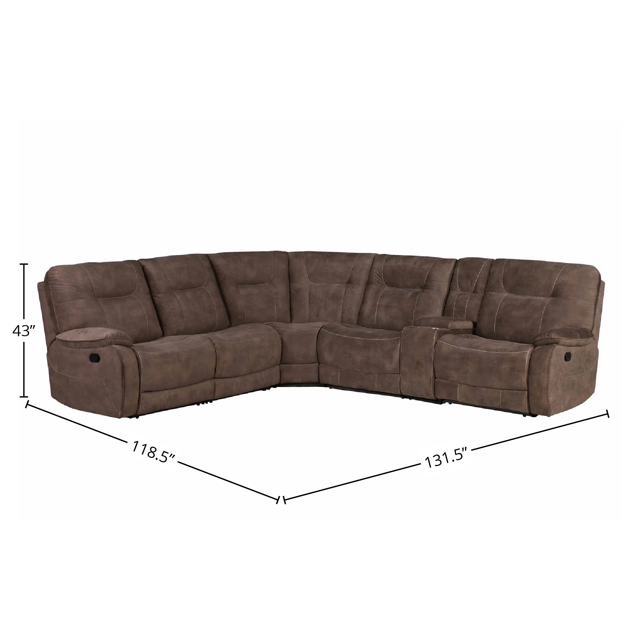 Parker Living Cooper - Shadow Brown 6 Piece Modular Manual Reclining Sectional