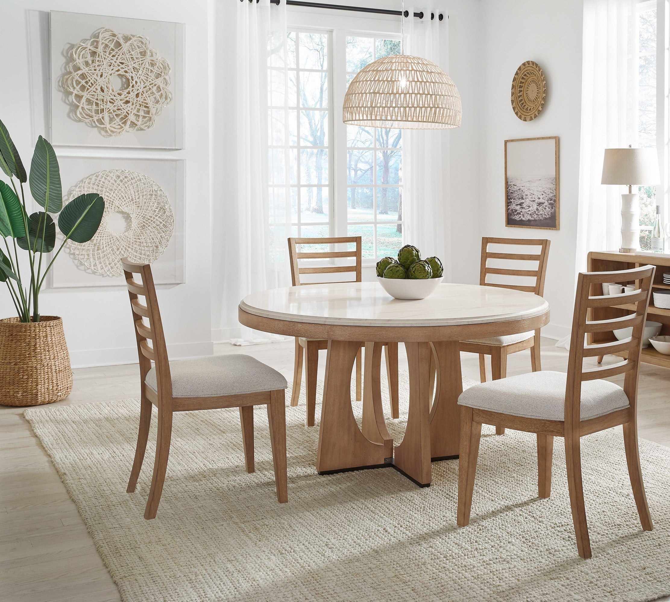 Parker House Escape - Dining 54 In. Round Table with 4 Ladderback Chairs