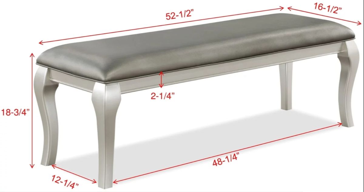 Crown Mark Furniture Caldwell Bench in Light Champagne