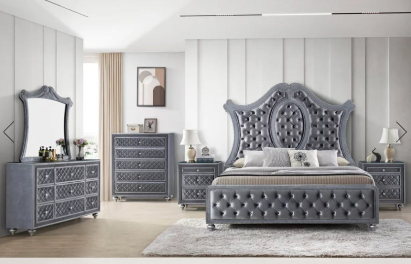 Crown Mark Furniture Voltare Queen Bed in Dark Grey - Ideal Furniture (Fresno,CA) 