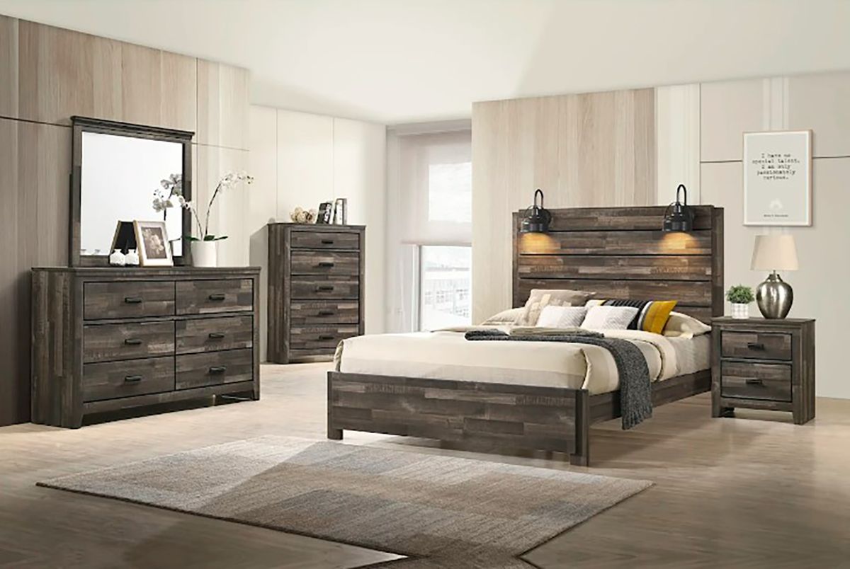 Crown Mark Furniture Carter Queen Platform Bed in Brown - Ideal Furniture (Fresno,CA) 