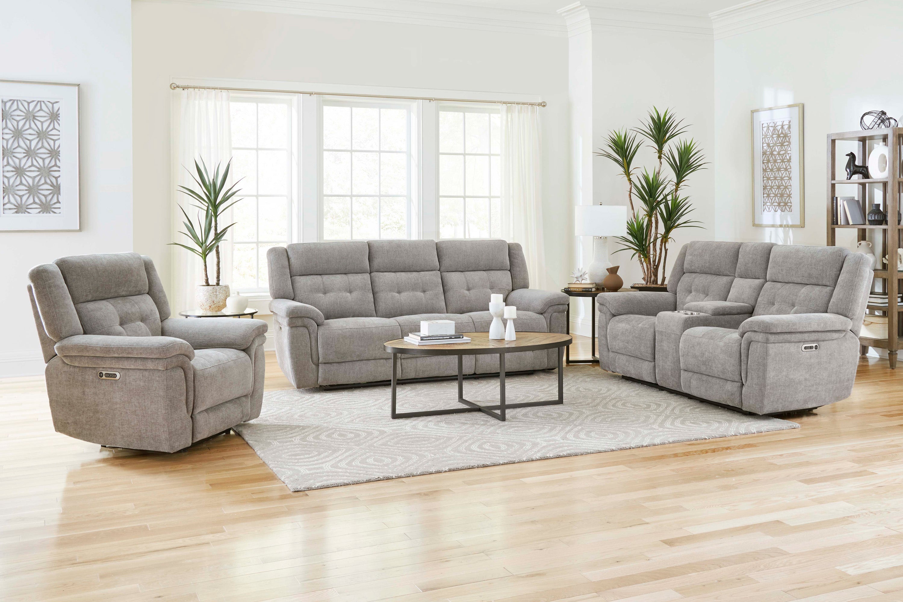 Parker Living Richland - Bristol Grey Power Reclining Sofa Loveseat and Recliner