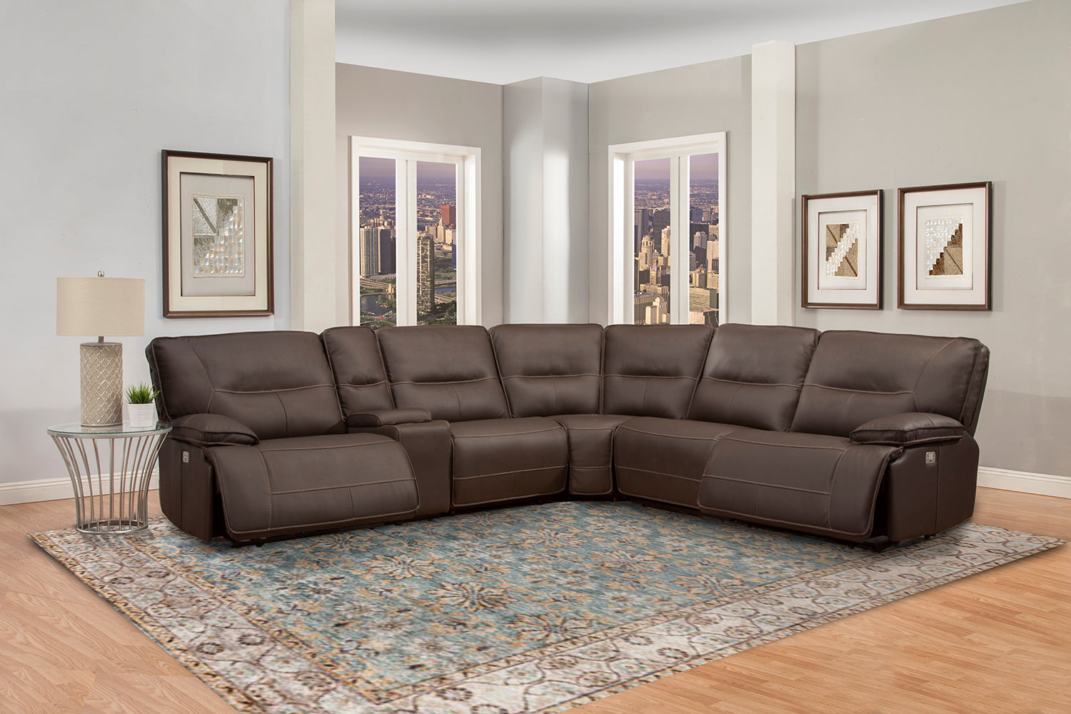 Parker Living Spartacus - Chocolate 6 Piece Modular Power Reclining Sectional with Power Adjustable Headrests