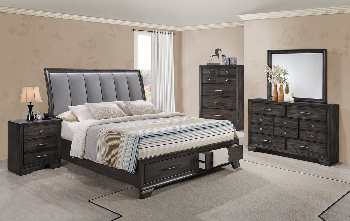 Crown Mark Jaymes King Storage Bed in Dark Brown - Ideal Furniture (Fresno,CA) 