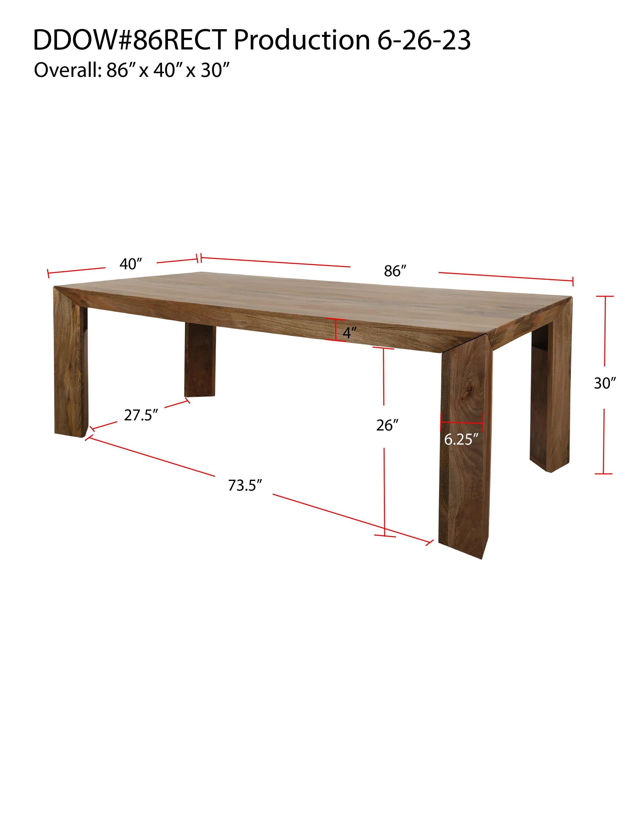 Parker House Crossings - Downtown Dining 86 In. Rectangular Dining Table