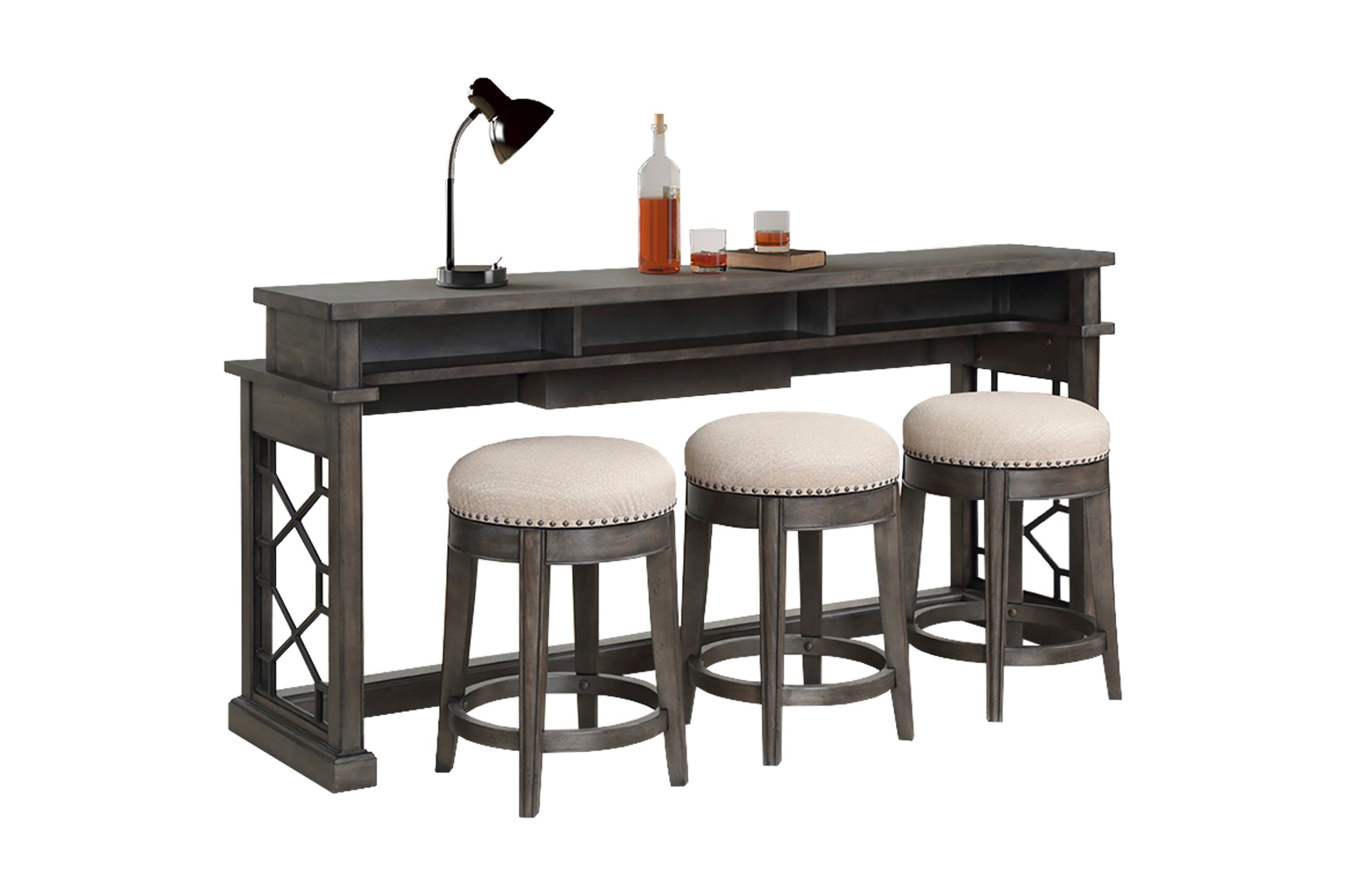 Parker House Sundance - Smokey Grey Everywhere Console with 3 Stools