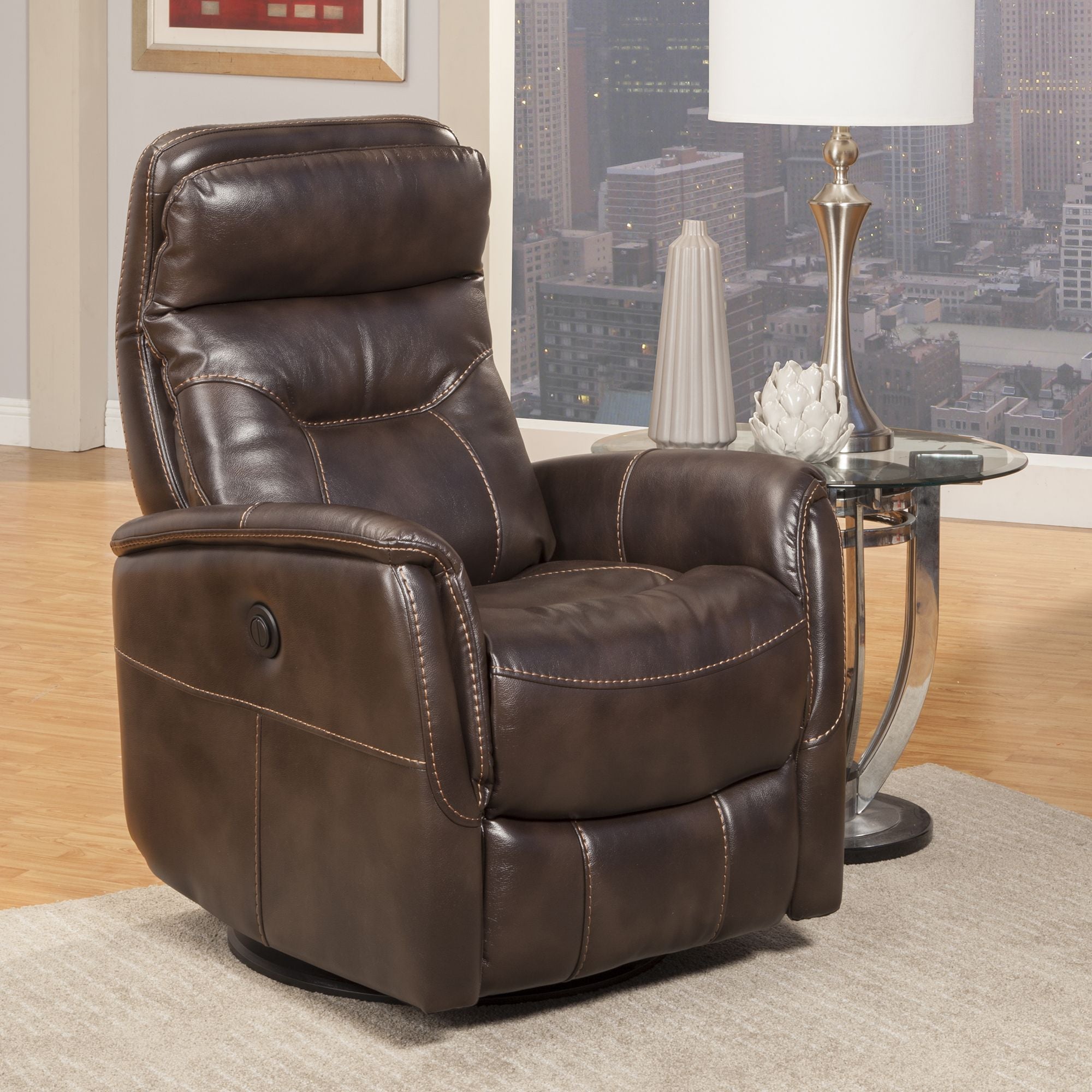 Parker Living Gemini - Truffle Power Swivel Glider Recliner