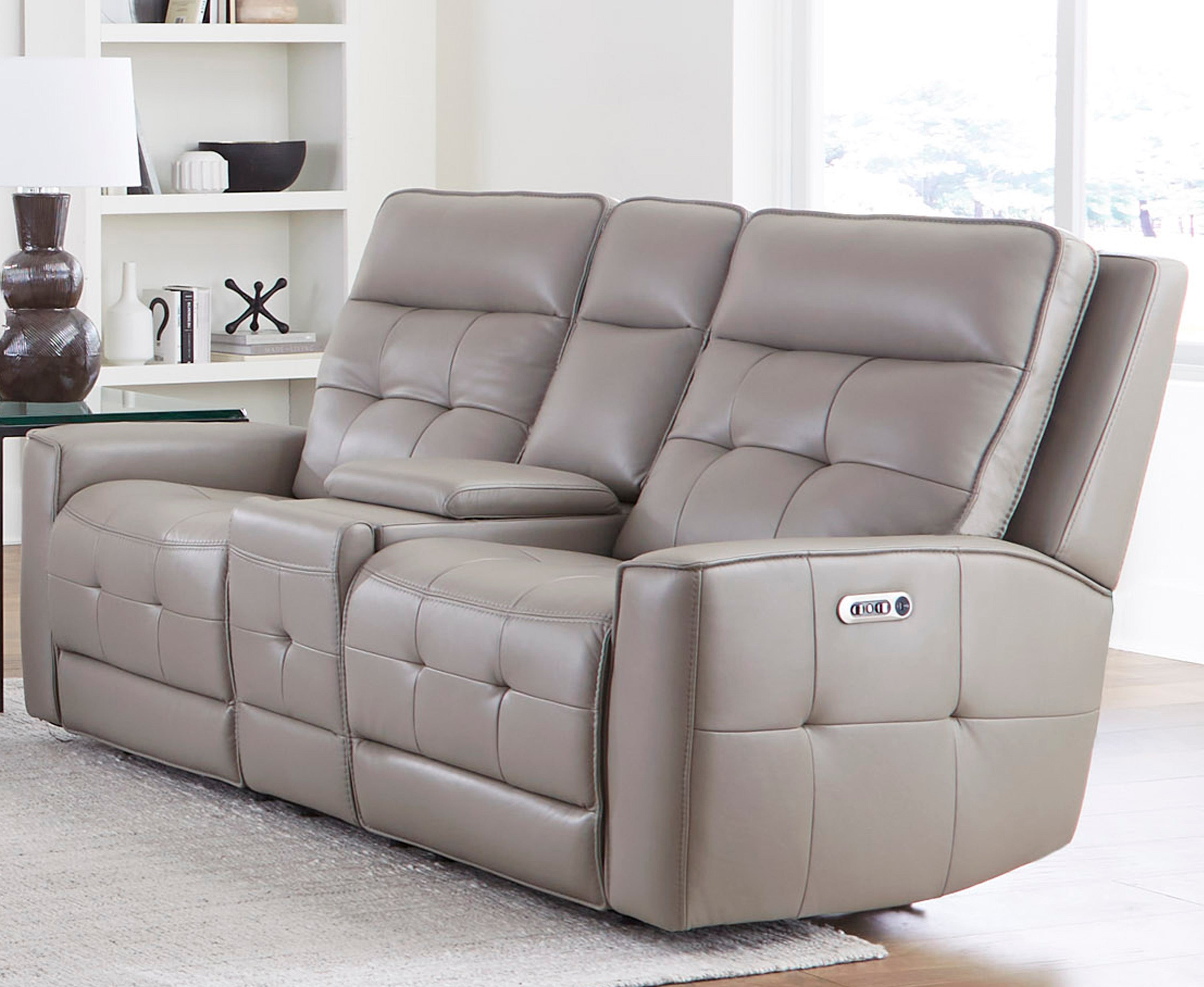 Parker Living Canterbury - Pewter Power Reclining Zero Gravity Console Loveseat