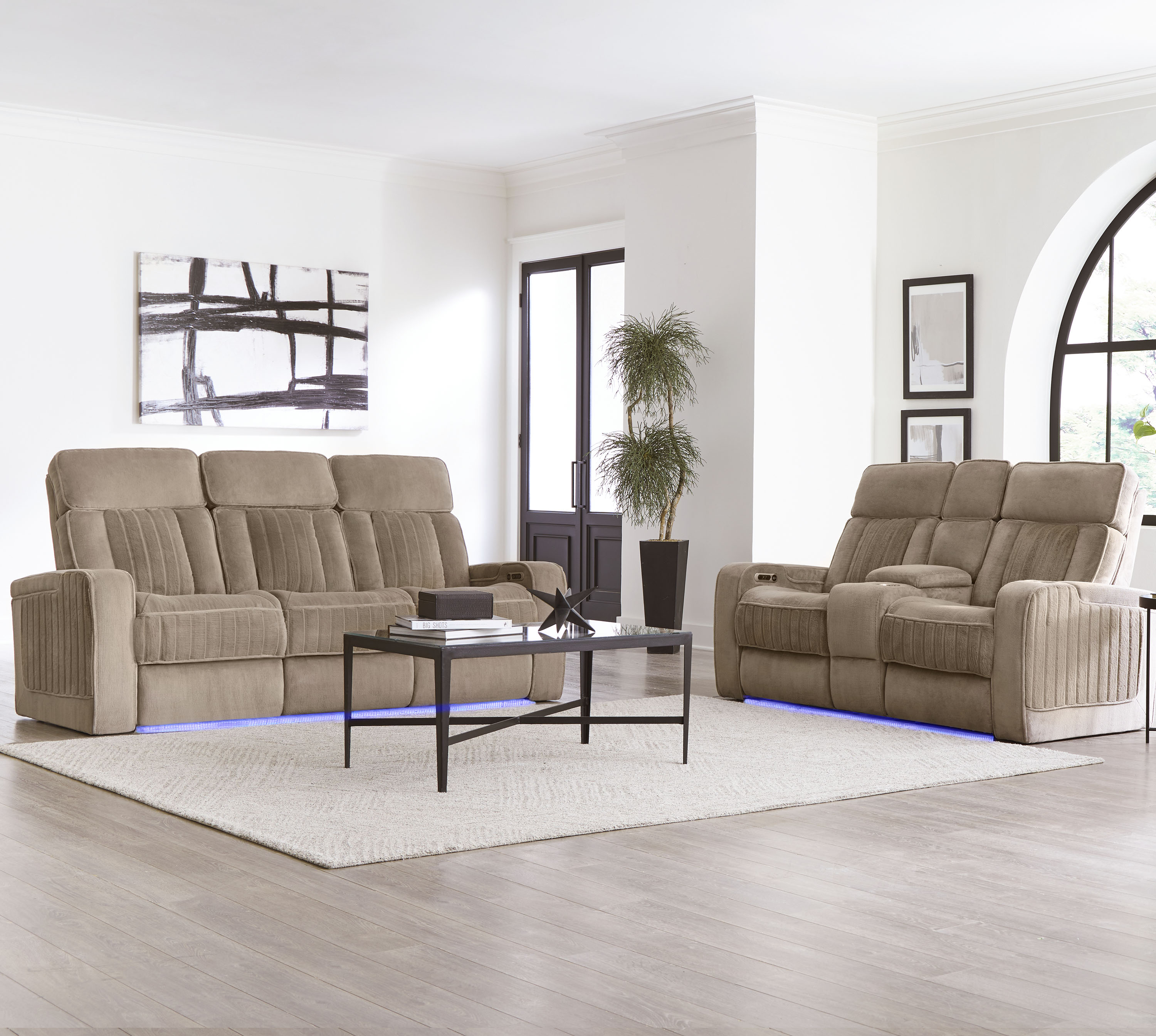 Parker Living Equinox - Mushroom Power Reclining Sofa and Loveseat