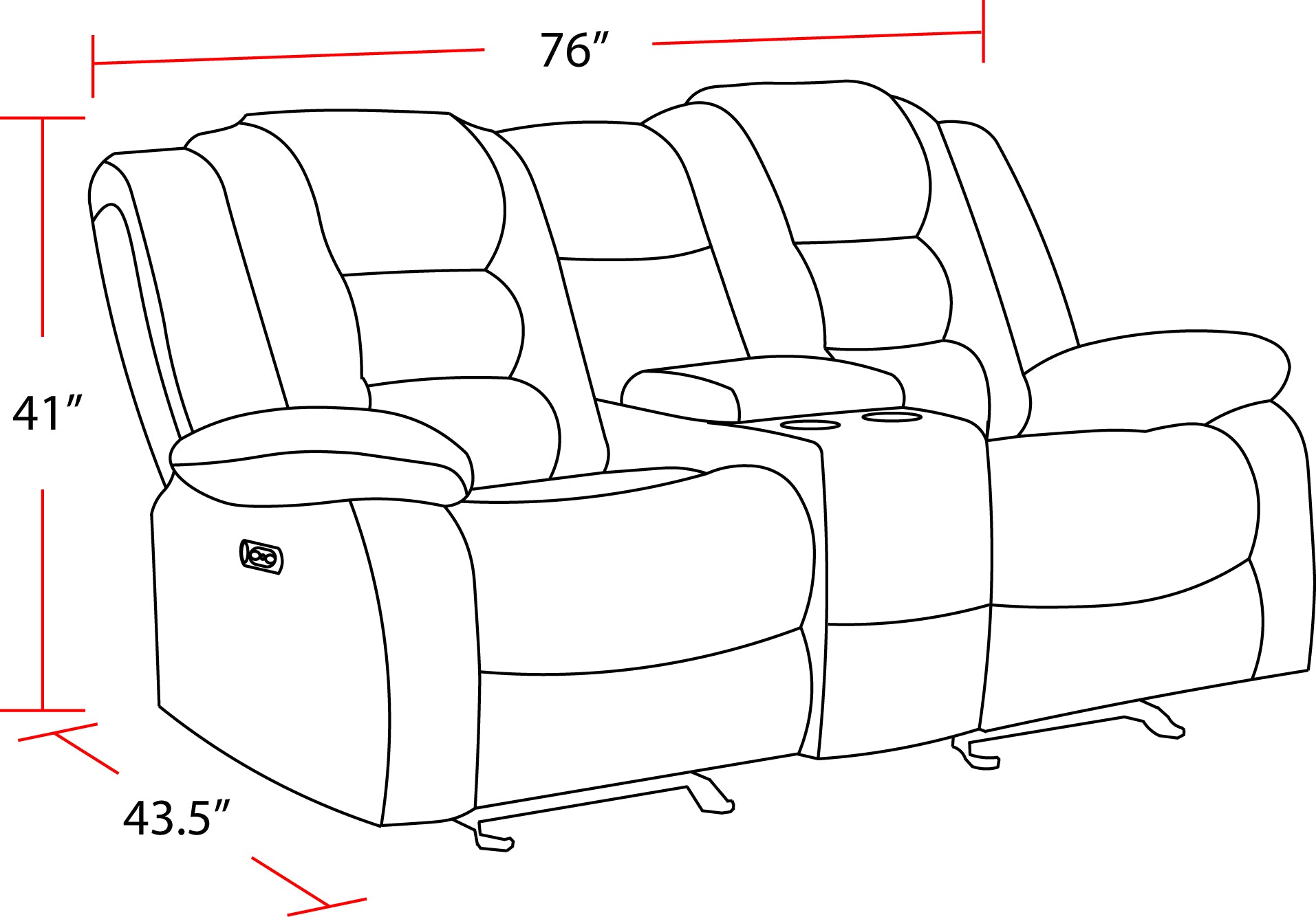 Parker Living Bolton - Misty Storm Glider Reclining Console Loveseat