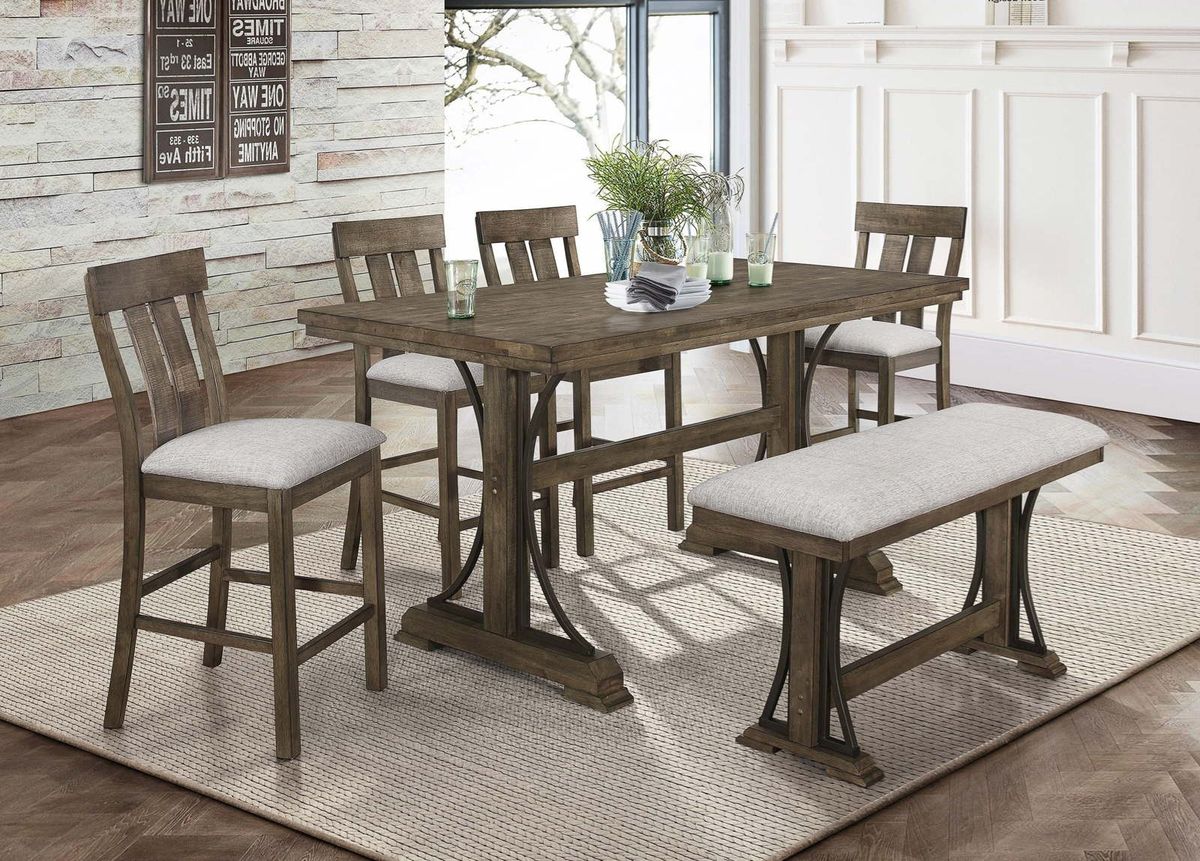 Crown Mark Quincy Counter Height Bench in Light Brown 2831-BENCH - Ideal Furniture (Fresno,CA) 