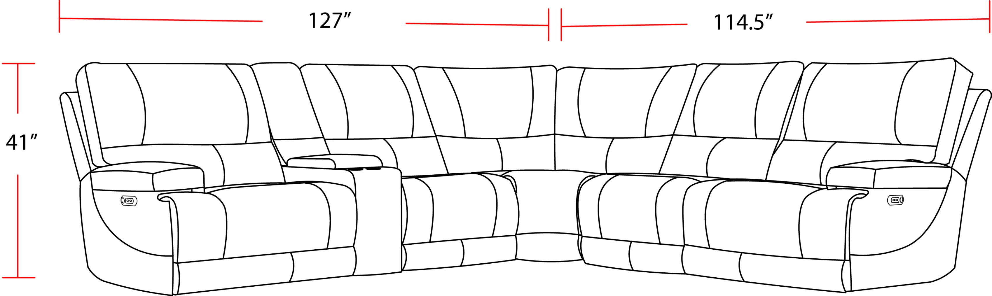 Parker Living Whitman - Verona Linen - Powered By Freemotion 6 Piece Modular Power Reclining Sectional with Power Adjustable Headrests
