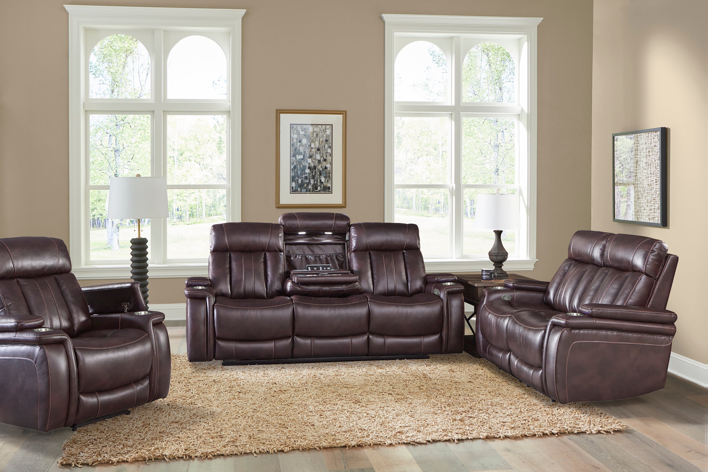 Parker Living Royce - Fantom Brown Power Reclining Sofa with Drop Down Console