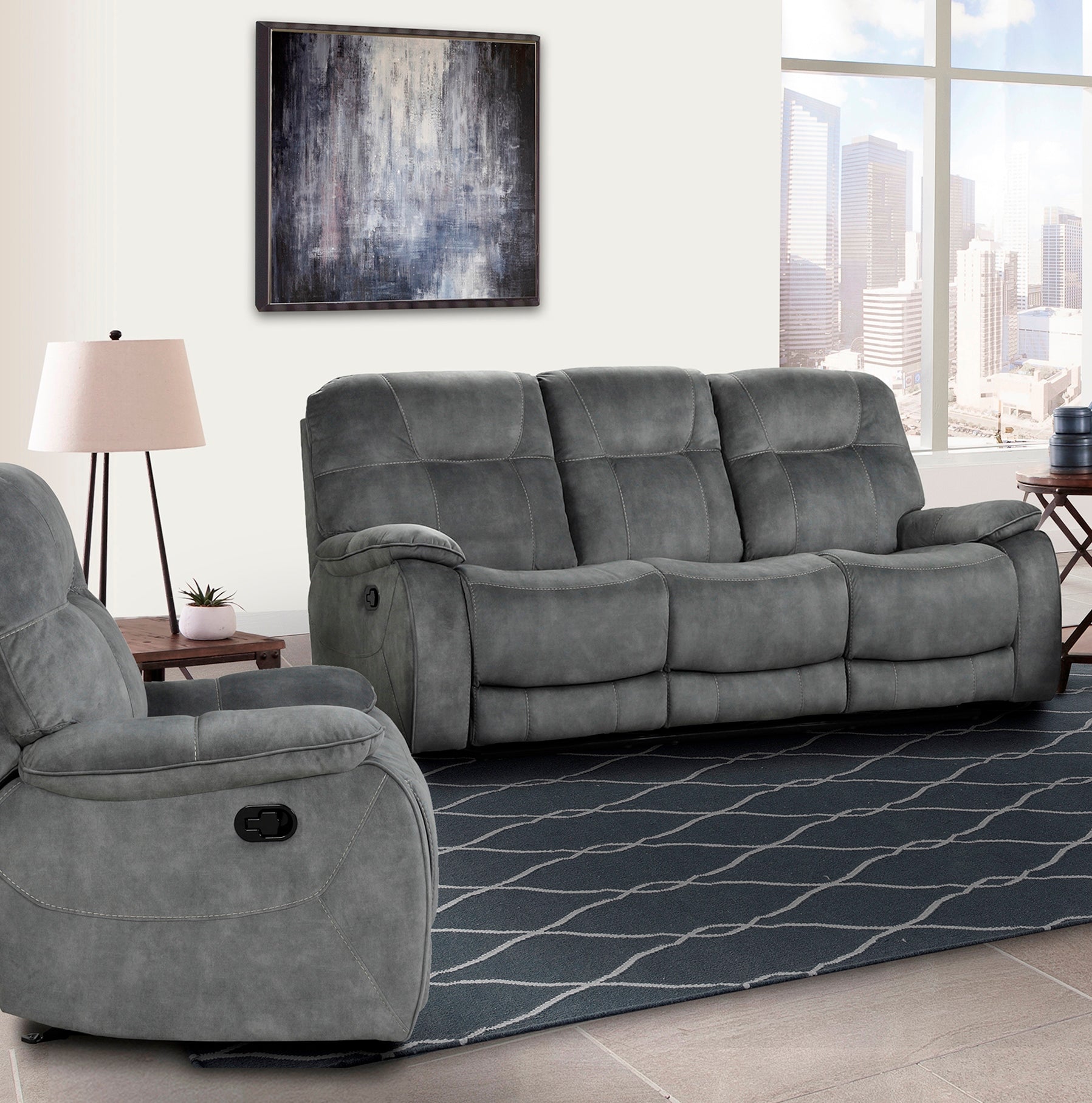 Parker Living Cooper - Shadow Grey Manual Reclining Sofa and Recliner