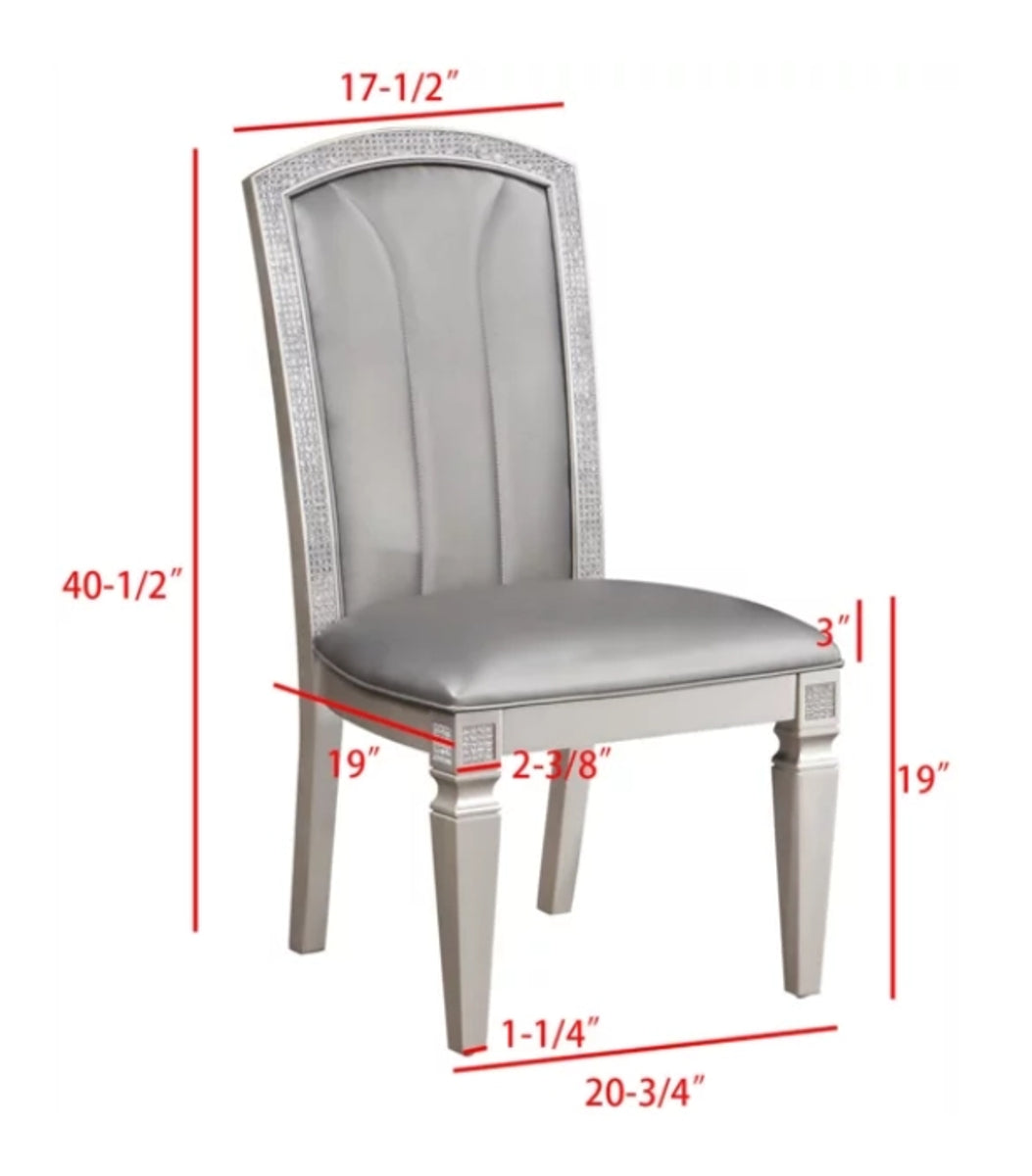Crown Mark Klina Glam Dining Side Chair in Light Gray (Set of 2) - Ideal Furniture (Fresno,CA) 