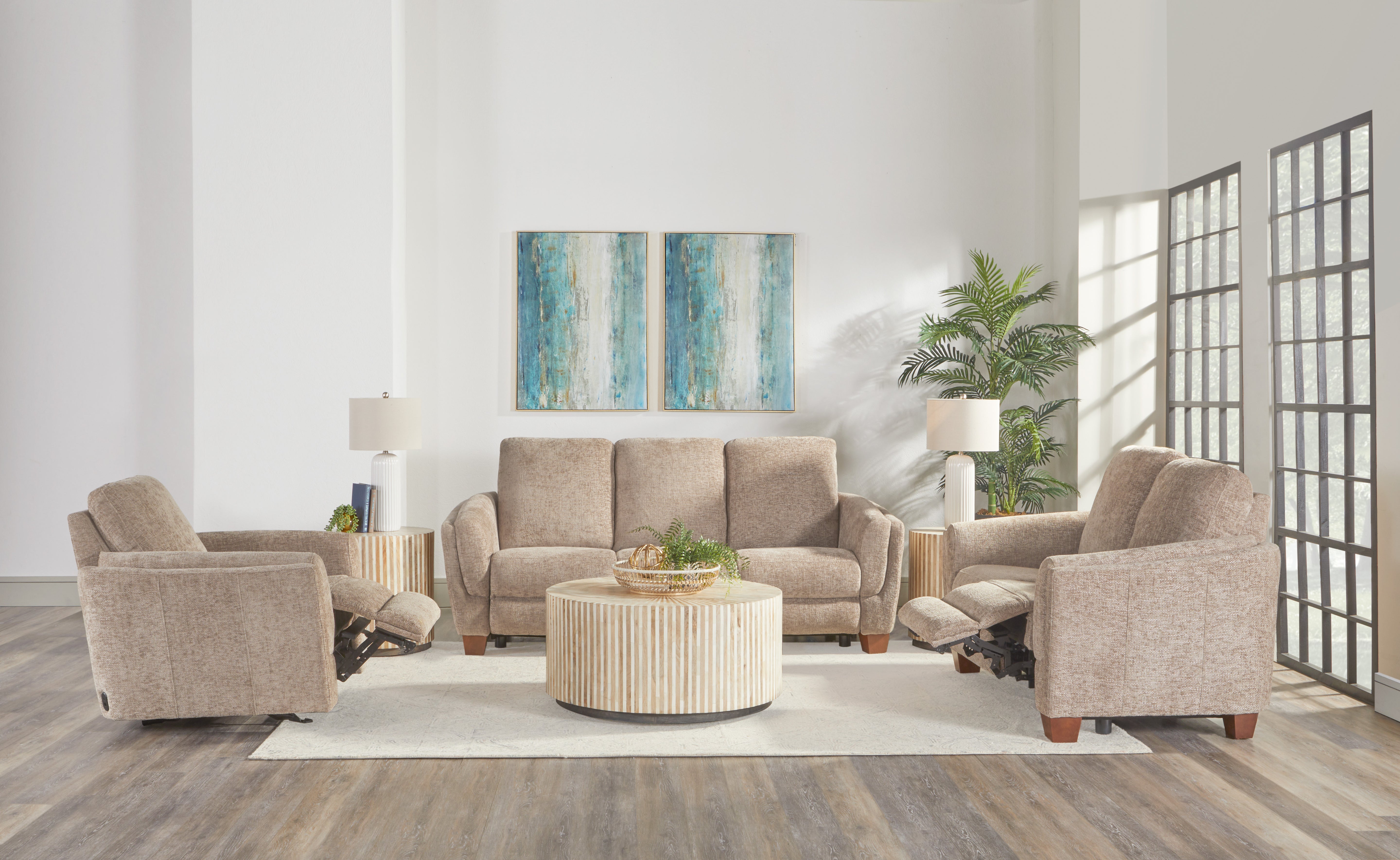 Parker Living Morehead - Biscotti Power Reclining Sofa Loveseat and Recliner