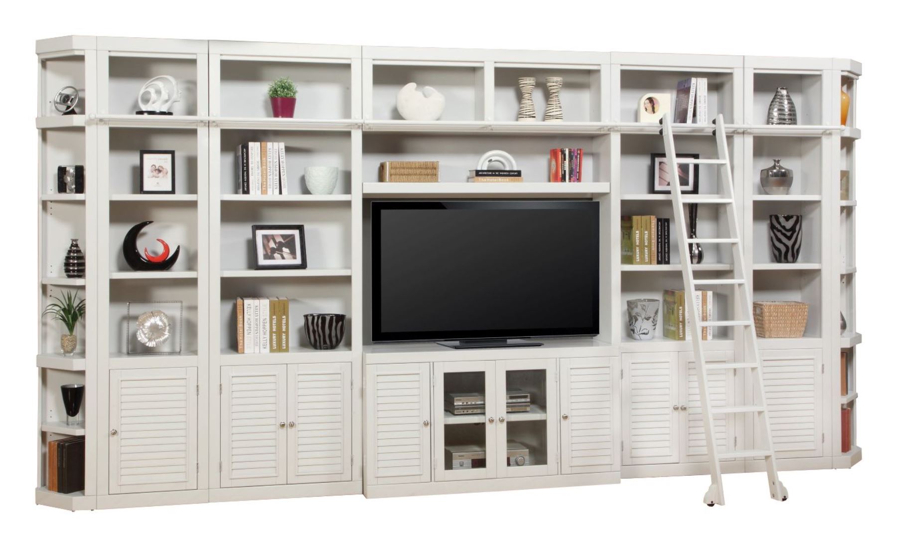 Parker House Boca 9 Piece Entertainment Wall with Corner Bookcases
