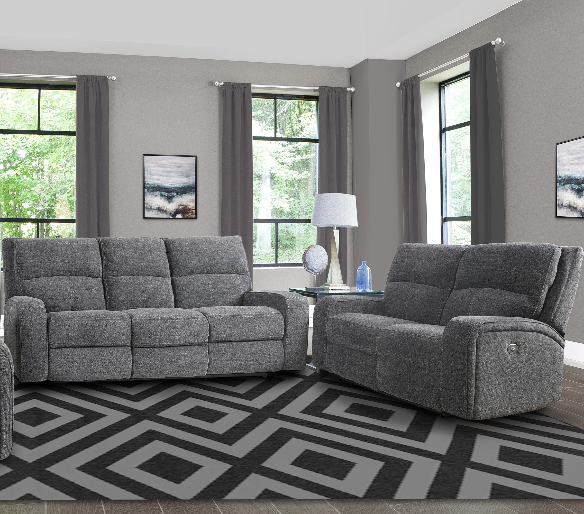Parker Living Polaris - Bizmark Grey Power Reclining Sofa and Loveseat