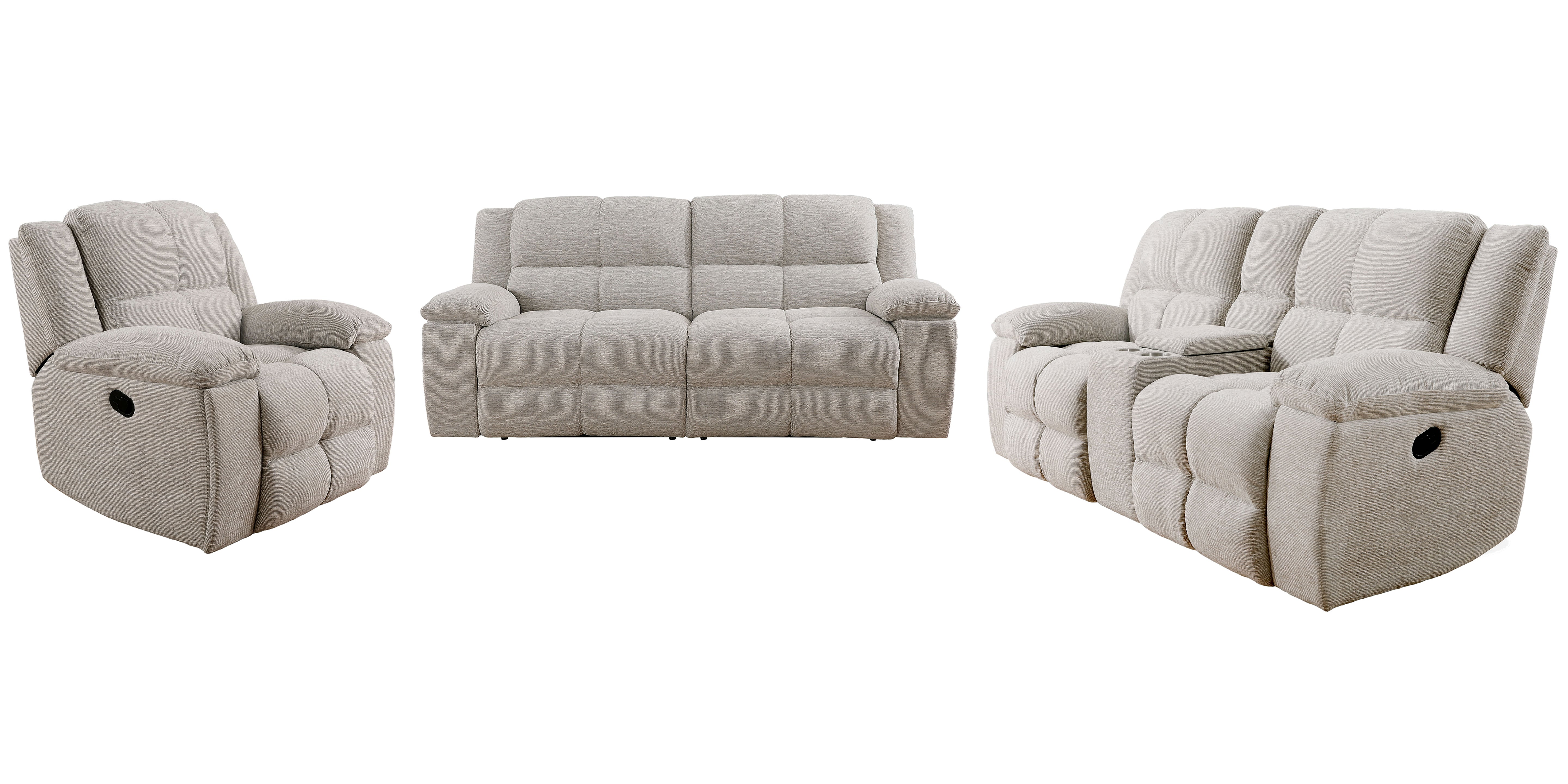 Parker Living Buster - Opal Taupe Manual Reclining Sofa Loveseat and Recliner